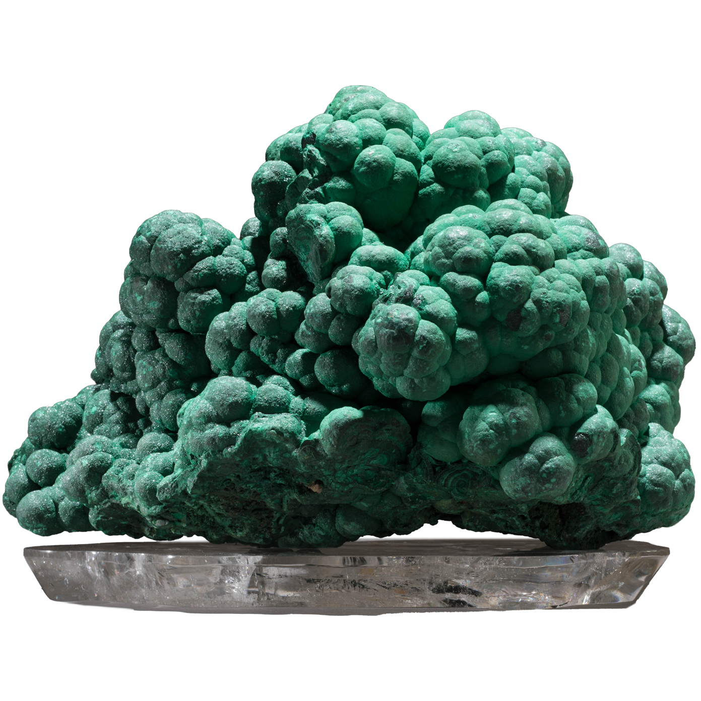 Malachite botryoïde sur base cristalline