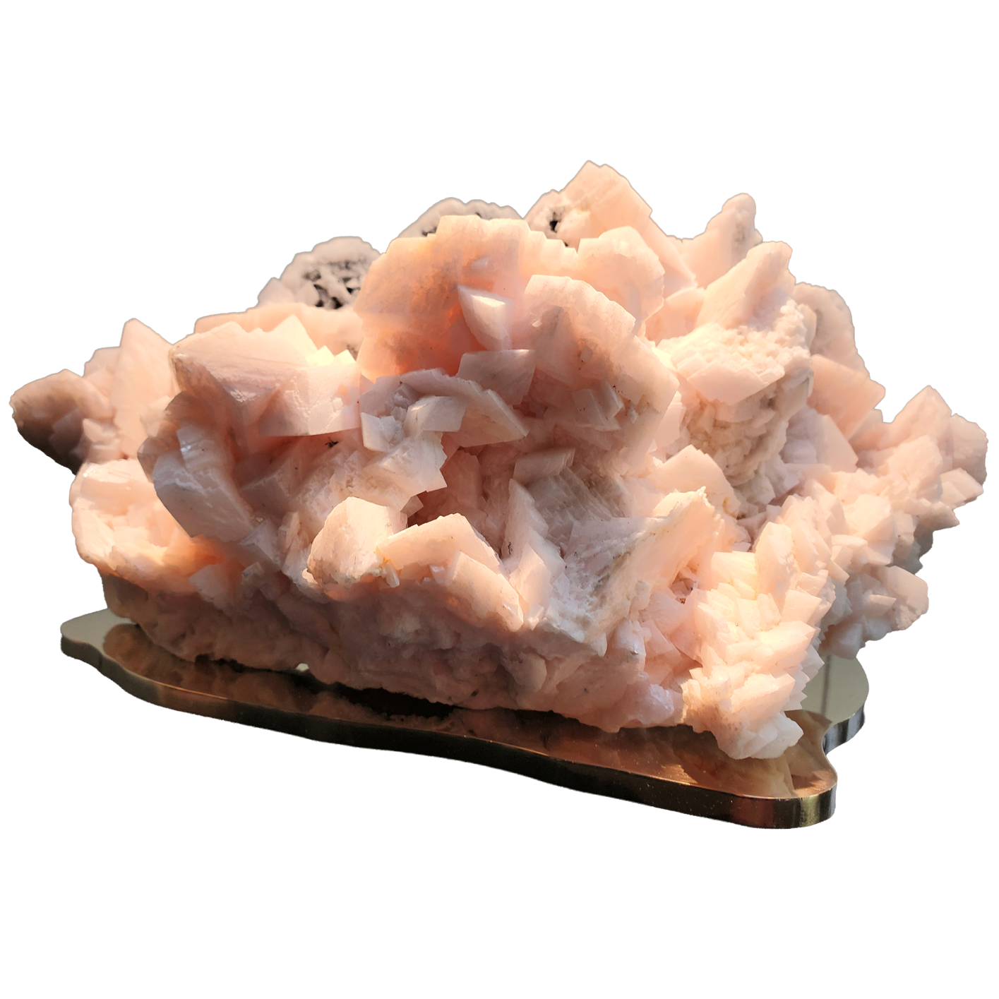 Calcite manganifère sur socle en bronze