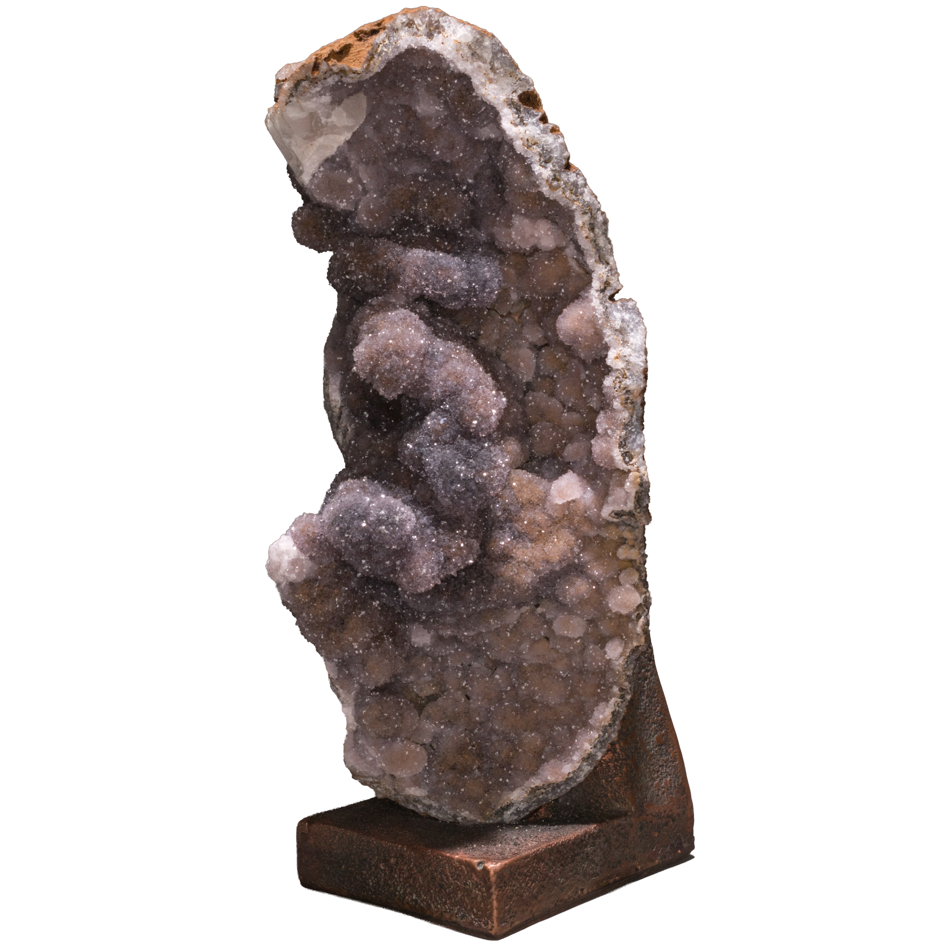 Améthyste d'Uruguay sur cuivre coulé