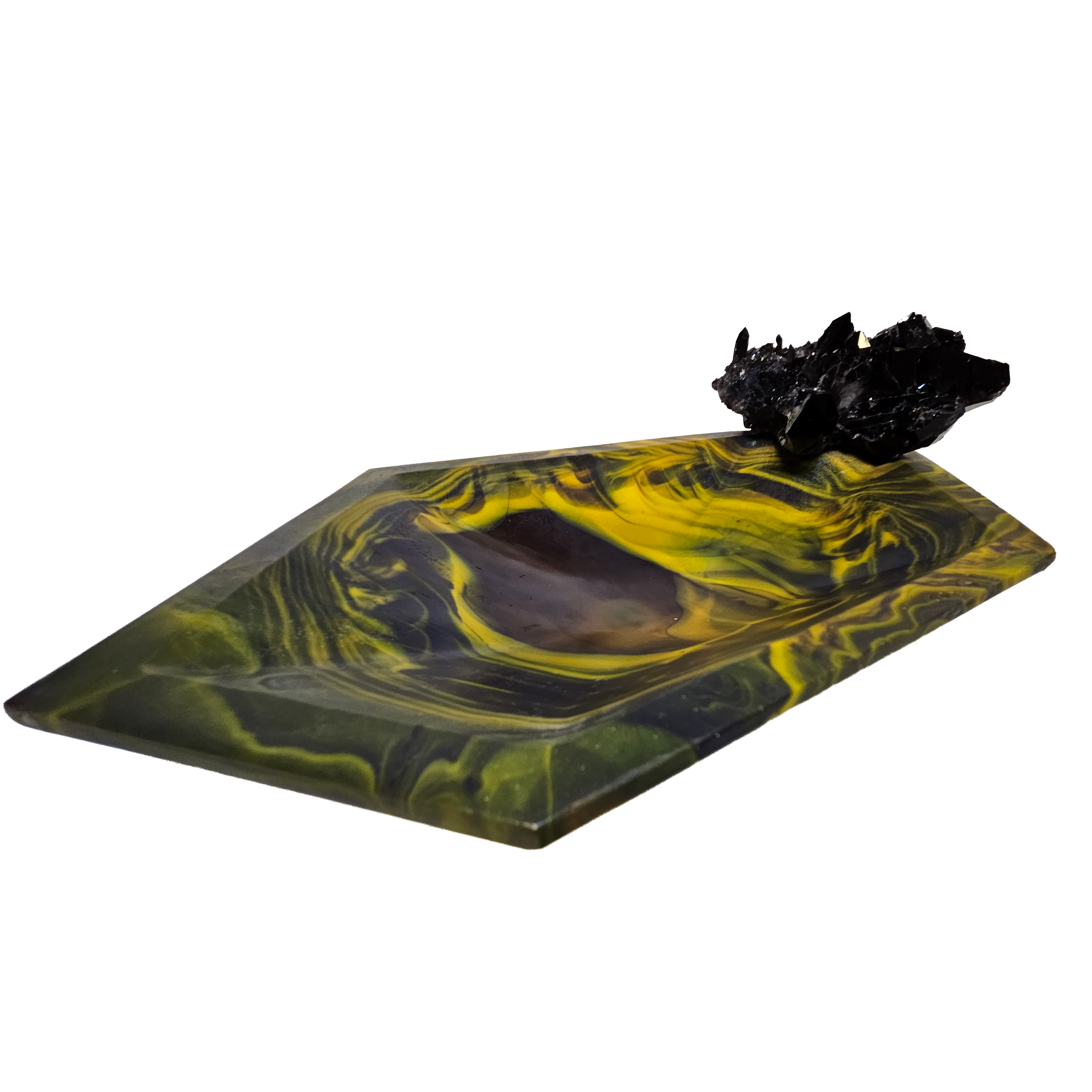 Quartz fumé sur bol en verre Glacier