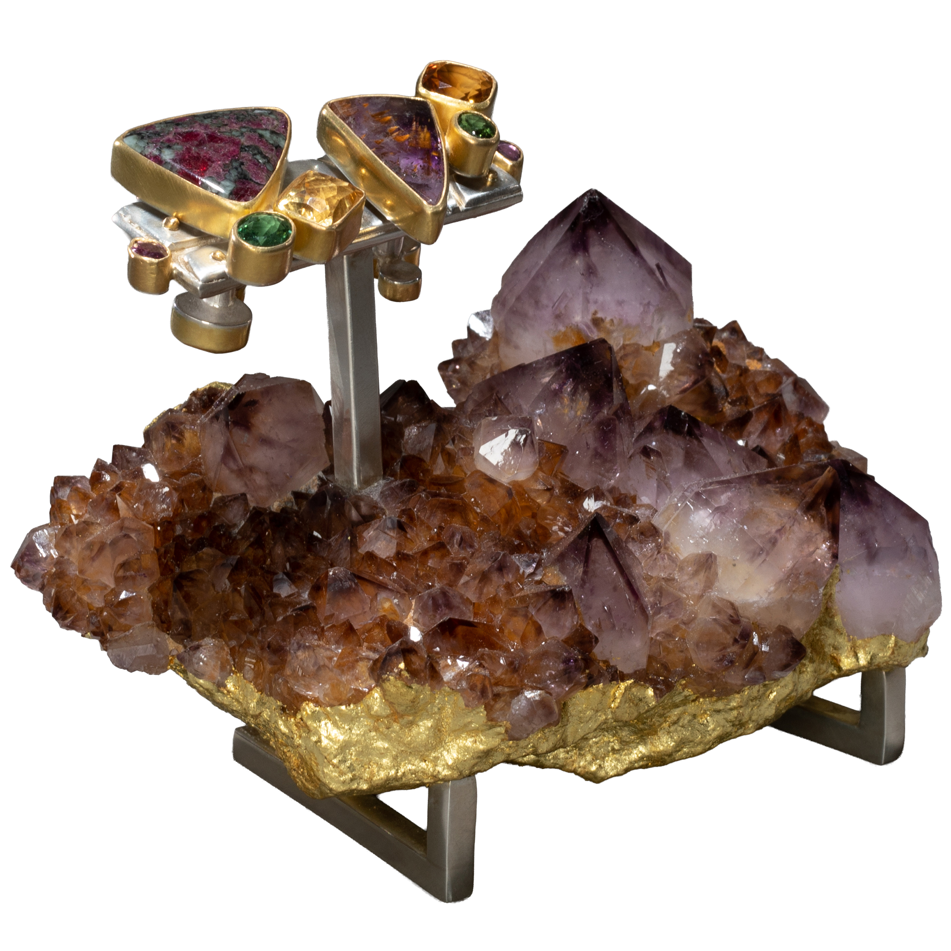 Boutons de manchette Super Seven sur quartz cactus