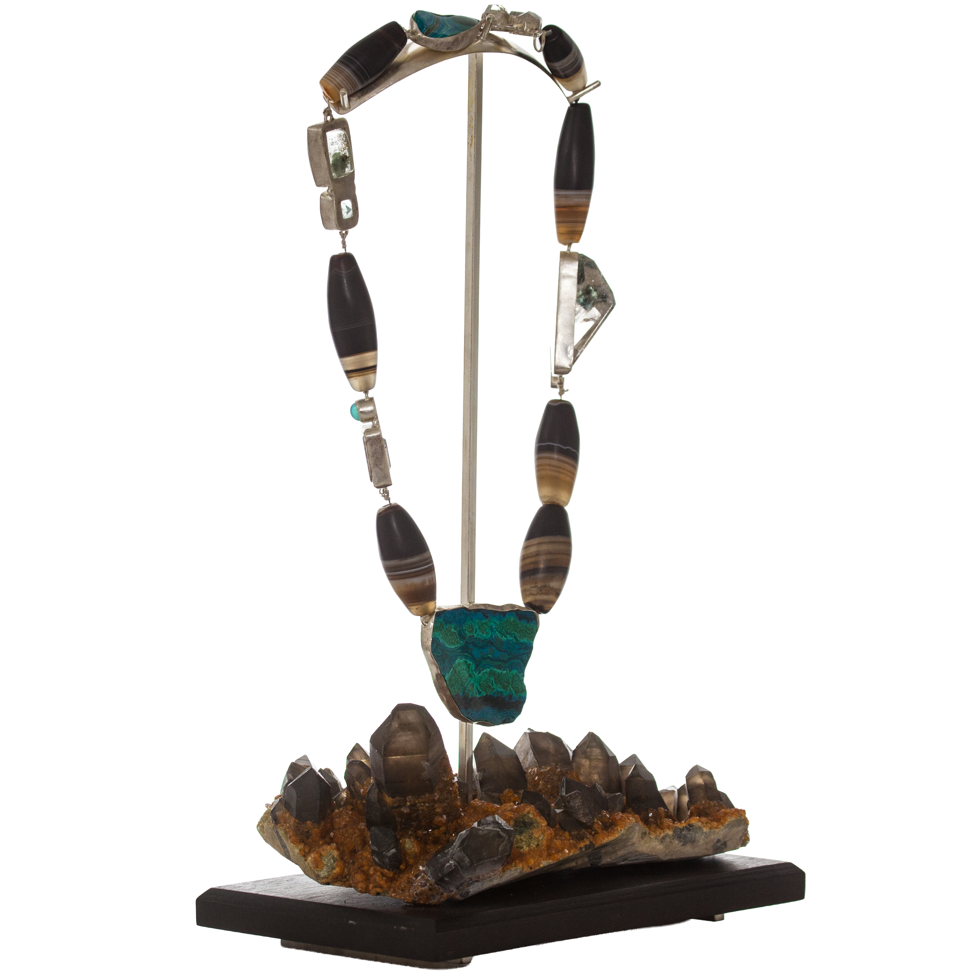 Agate ancienne sur quartz fumé