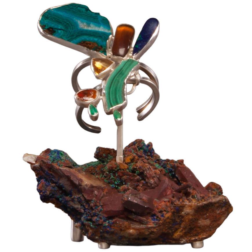 Bracelet en chrysocolle sur socle en azurite