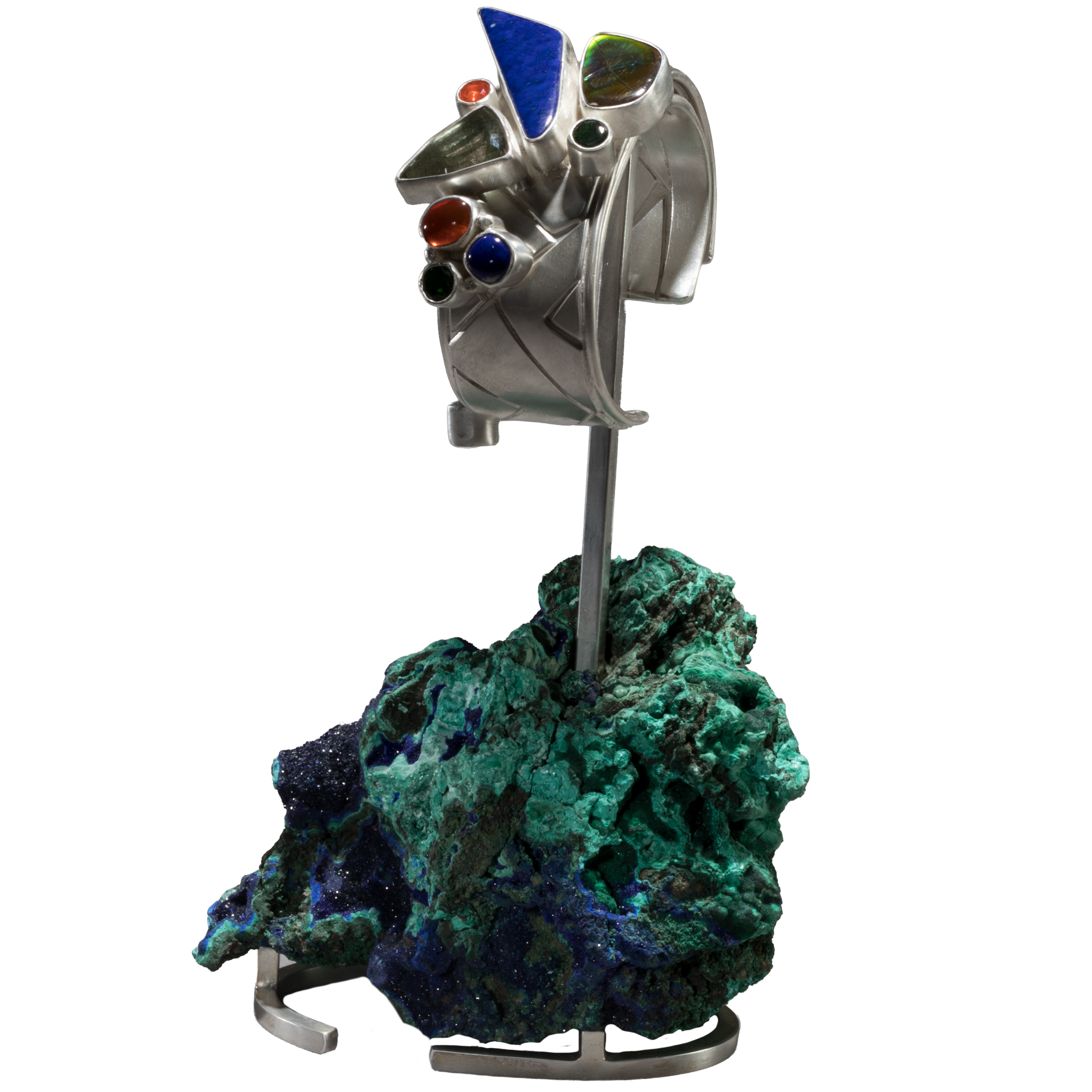 Manchette en lapis-lazuli sur azurite