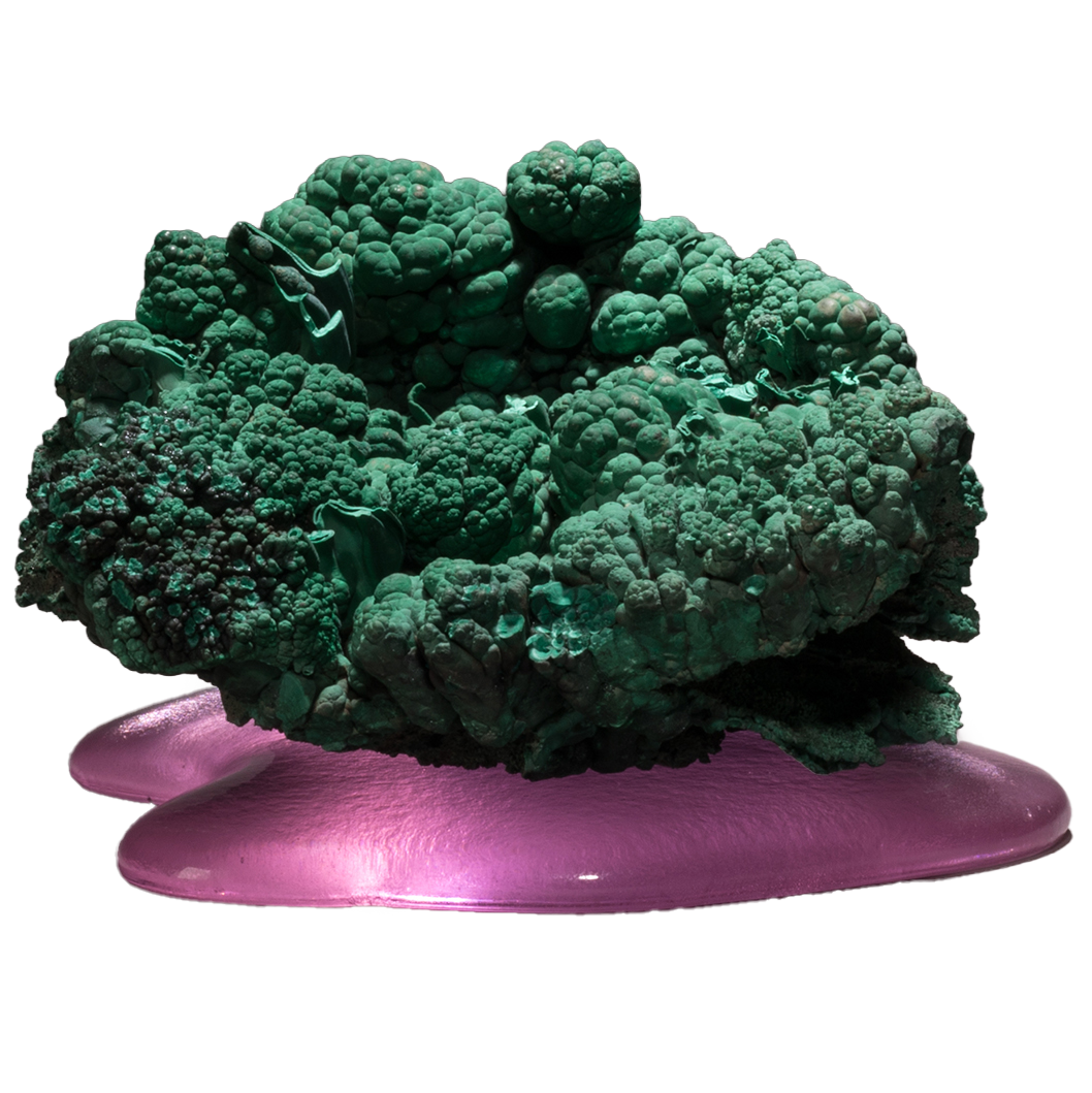 Botryoidal Malachite on Cast Glass Base