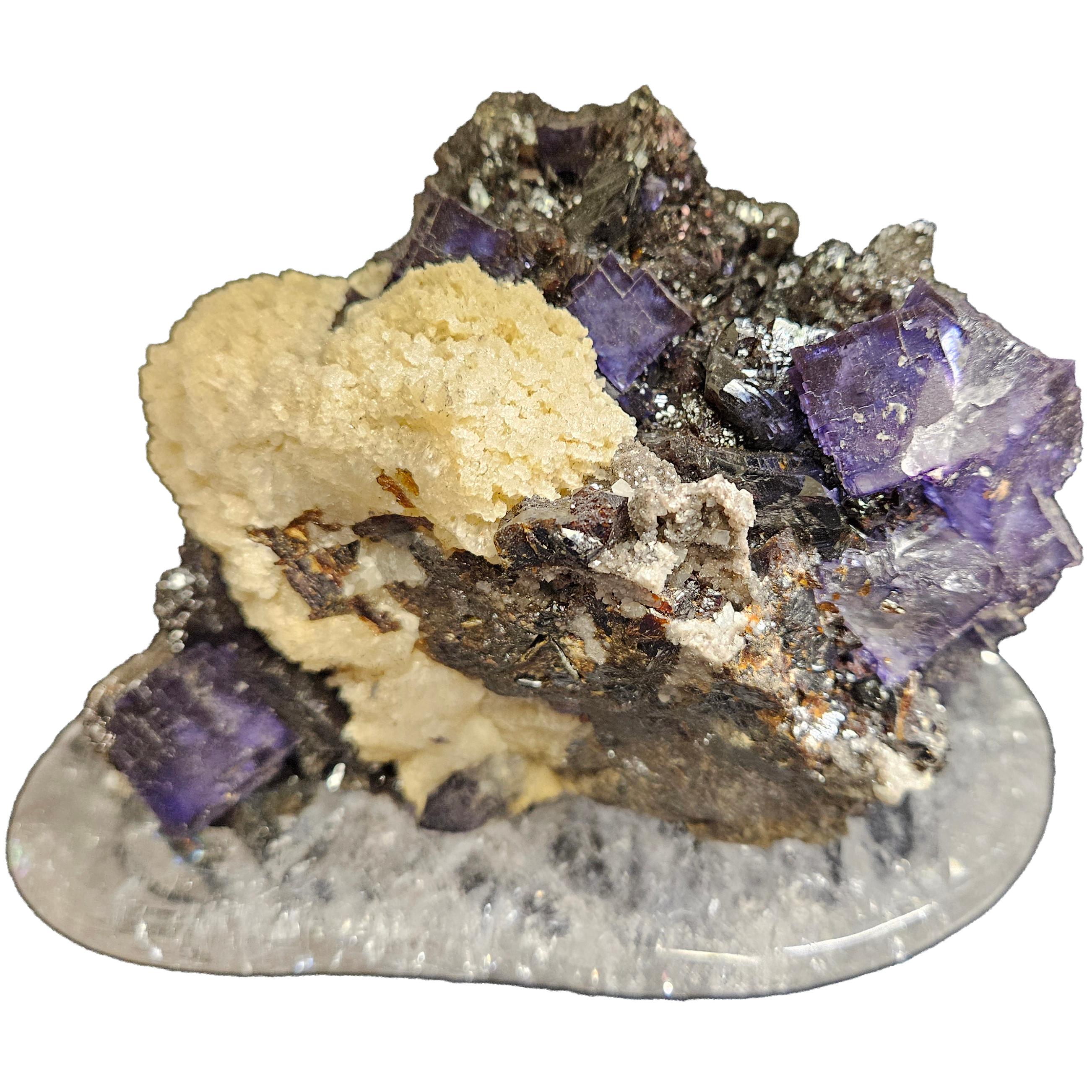 Fluorite et mordénite sur base cristalline