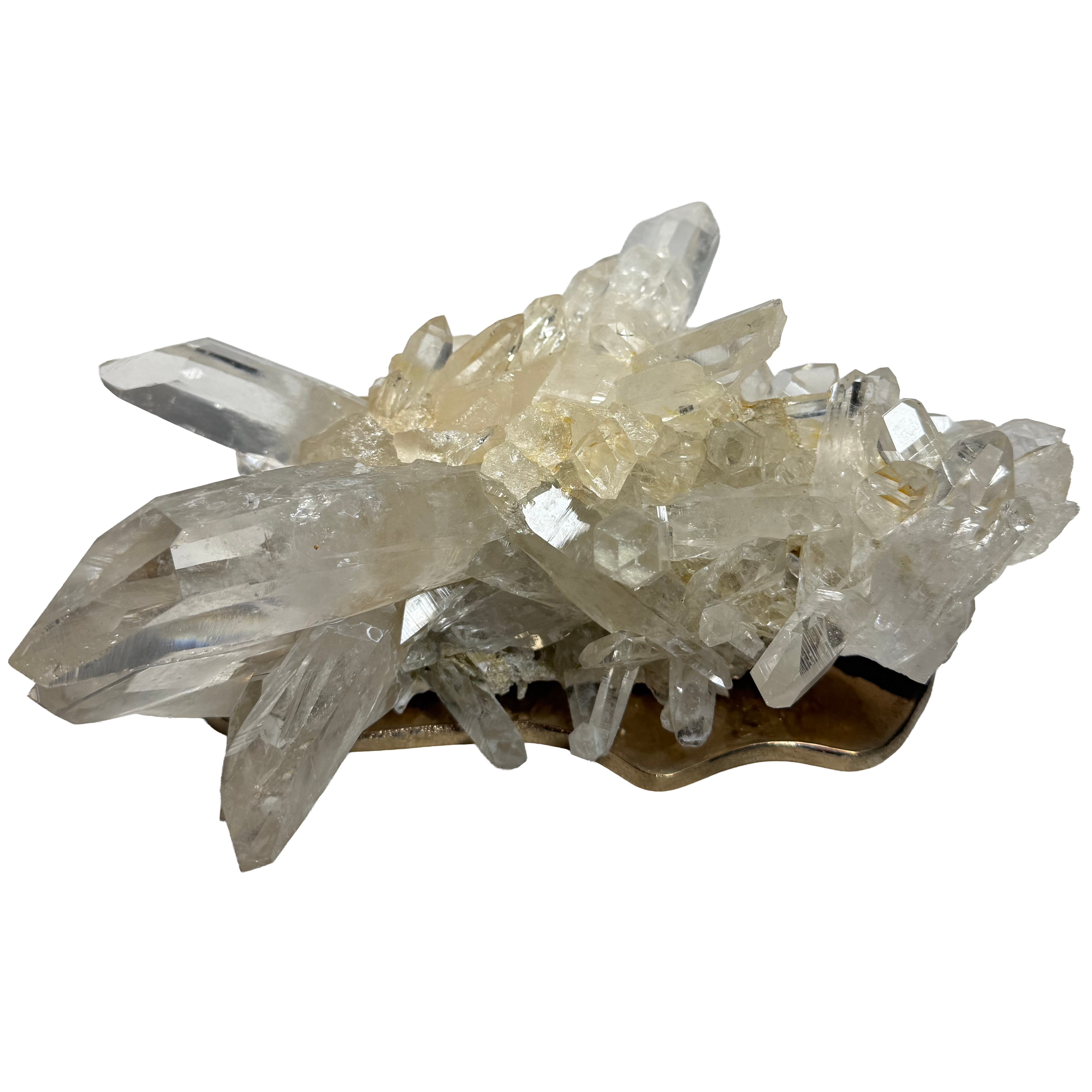 Quartz himalayen sur socle en bronze