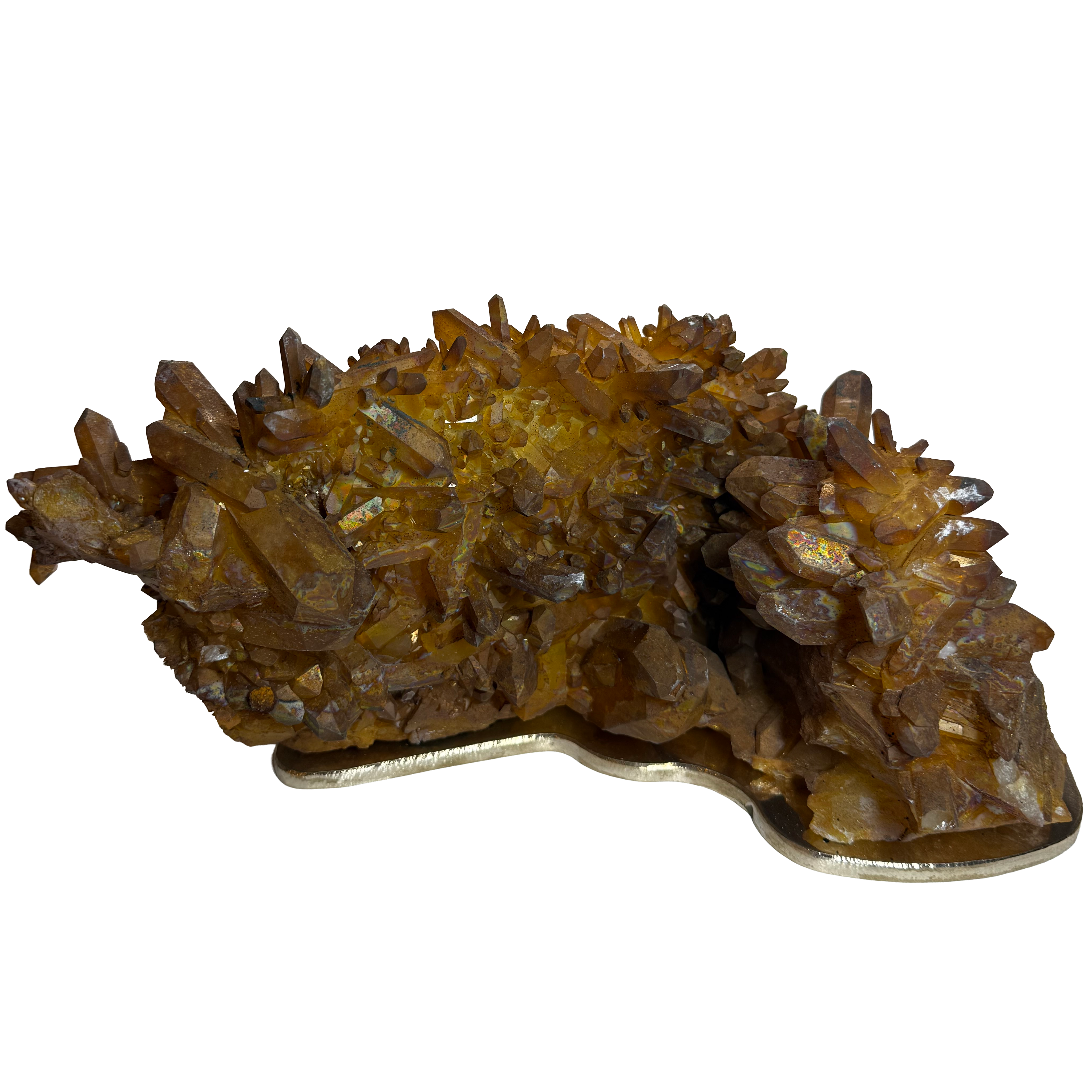 Quartz rouge sur socle en bronze