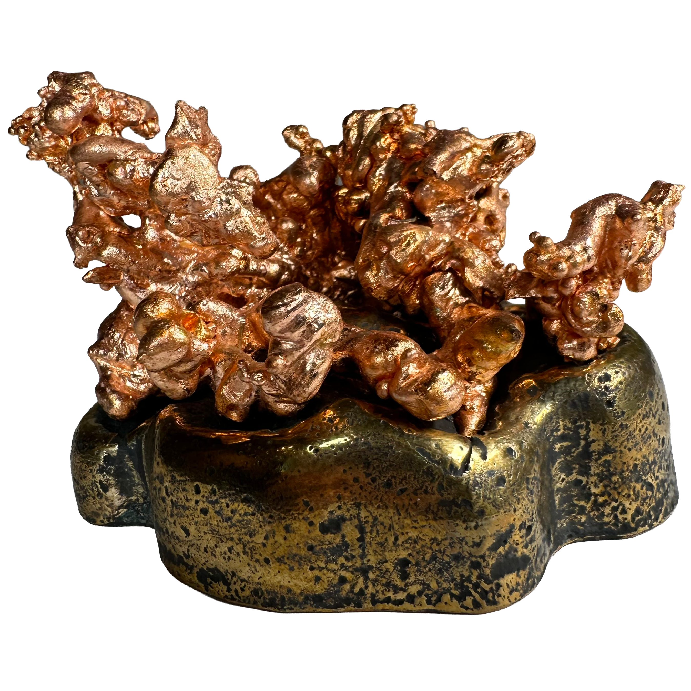 Cuivre sculpté sur socle en bronze