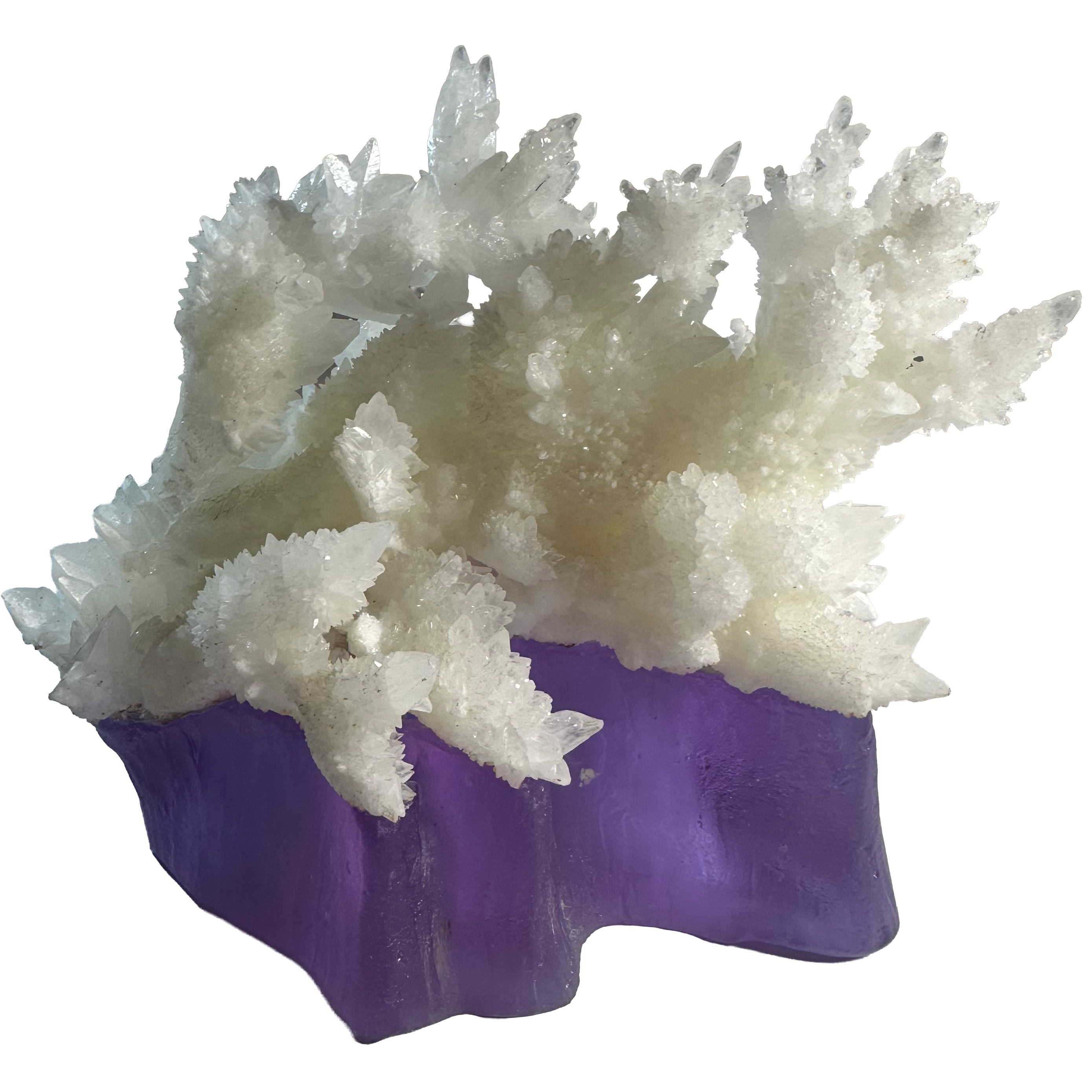 Snowflake Crystal on Purple Glass Base