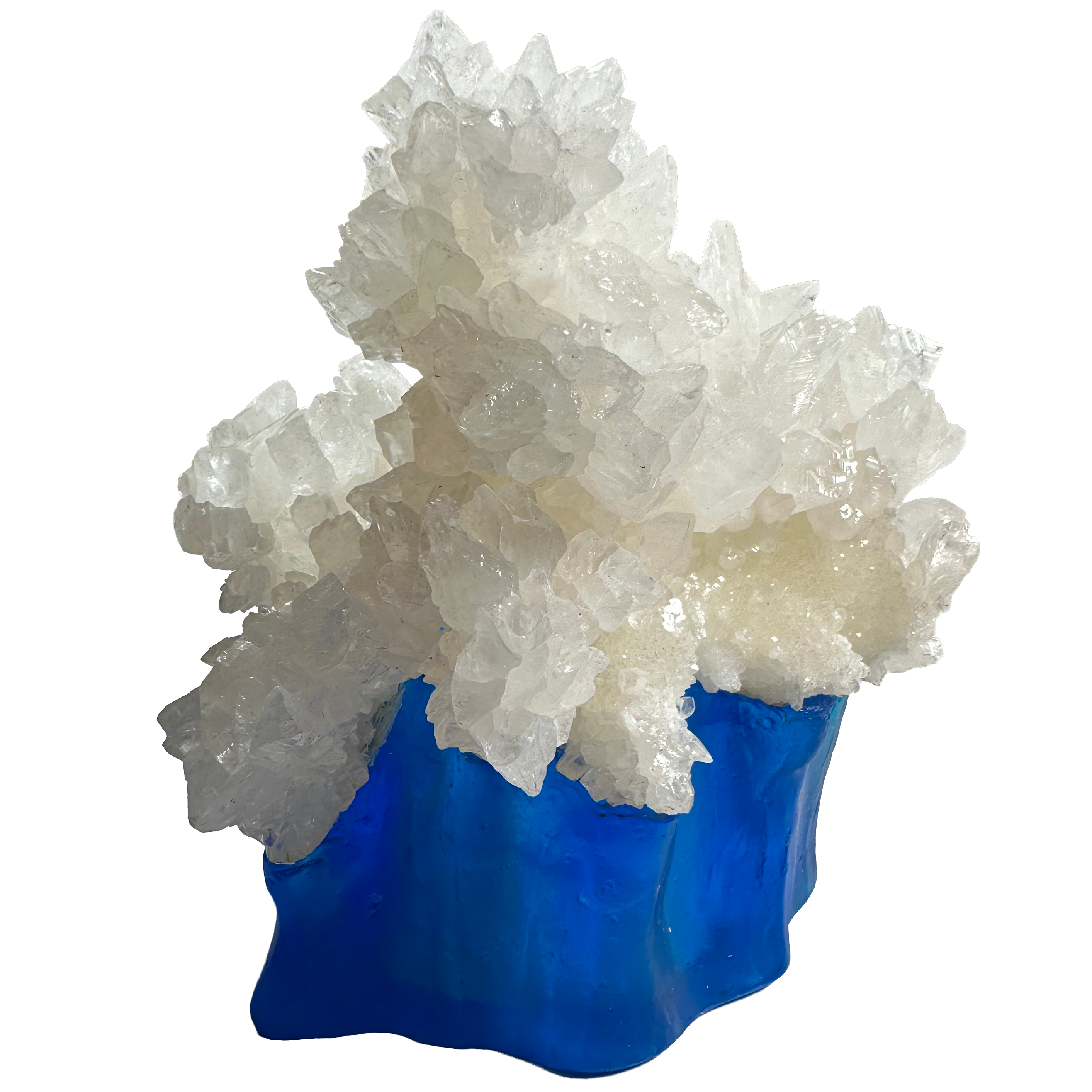 Snowflake Crystal on Blue Glass Base