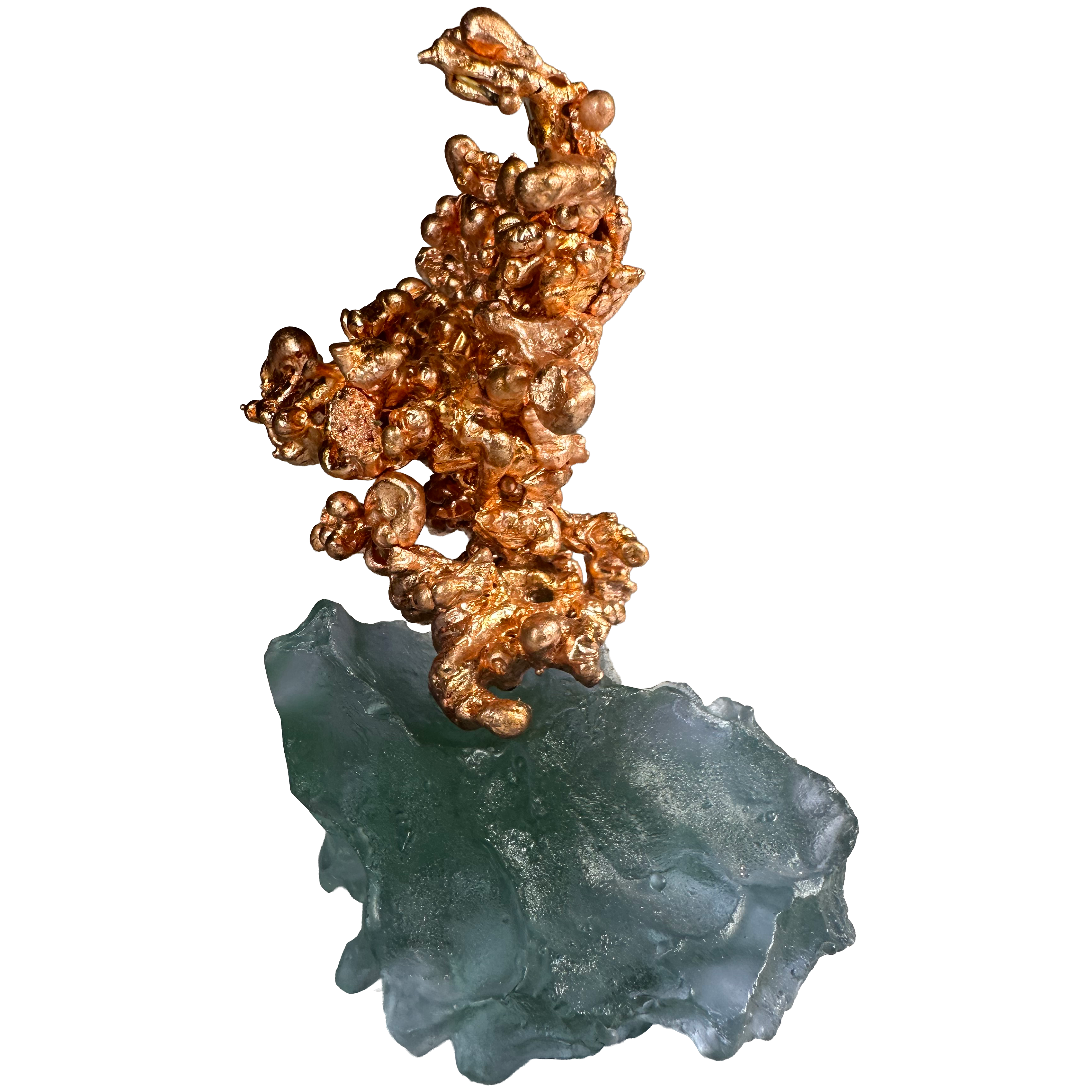 Cuivre sculpté sur verre teinté néolavande