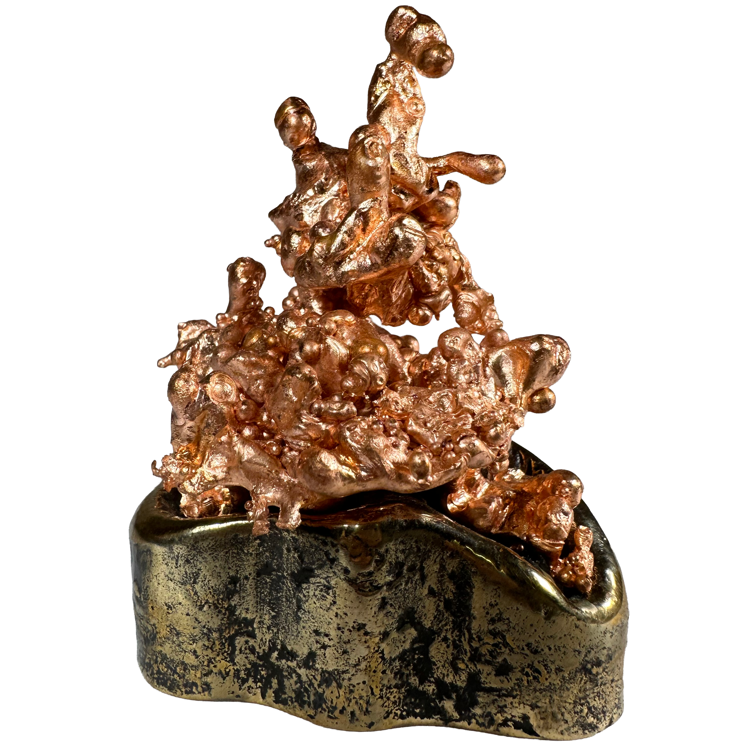 Cuivre sculpté sur socle en bronze