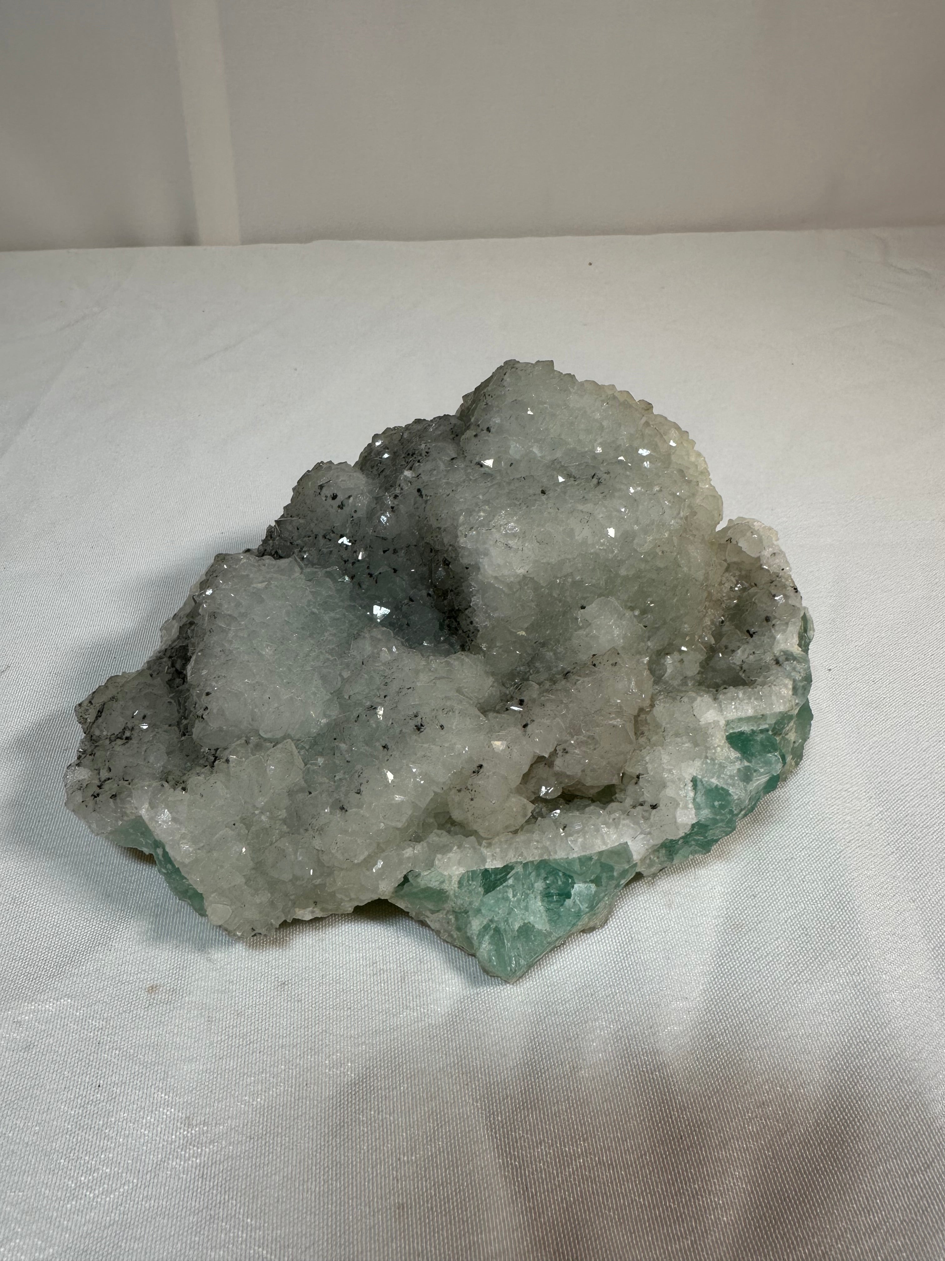 Druzy Quartz on Fluorite