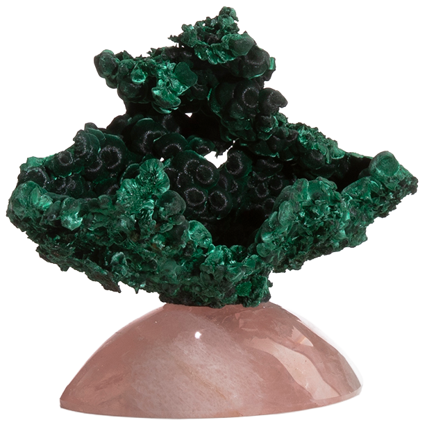 Malachite sur quartz rose