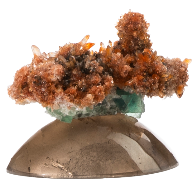 Creedite avec fluorite sur quartz fumé