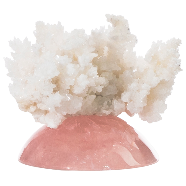 Aragonite sur quartz rose