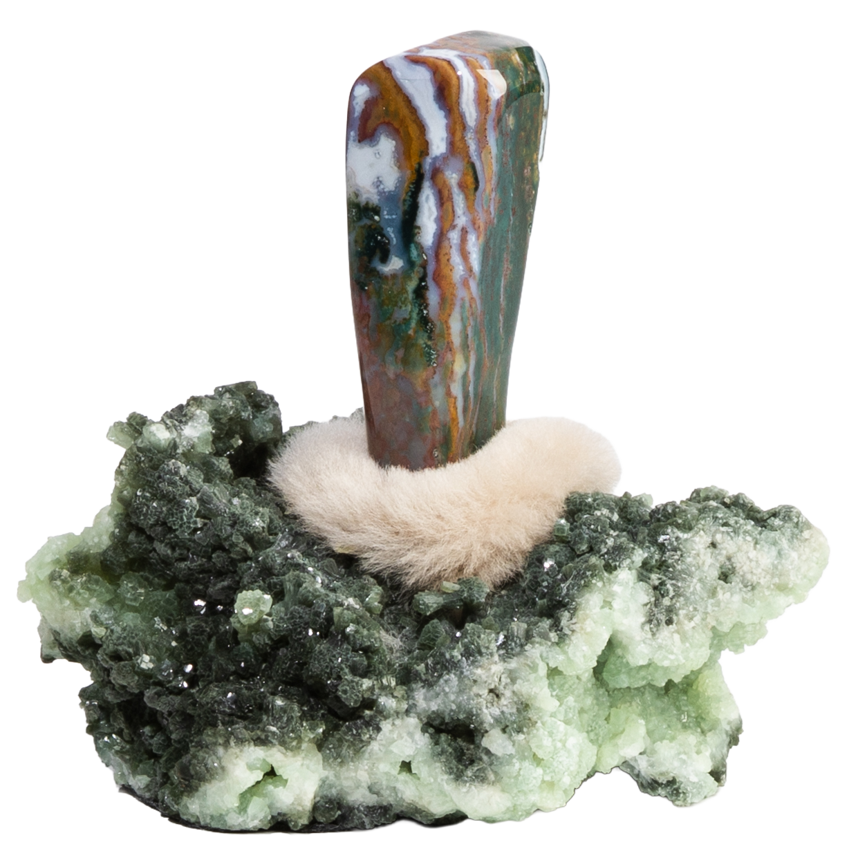 Zebra Bloodstone Talisman on Prehnite