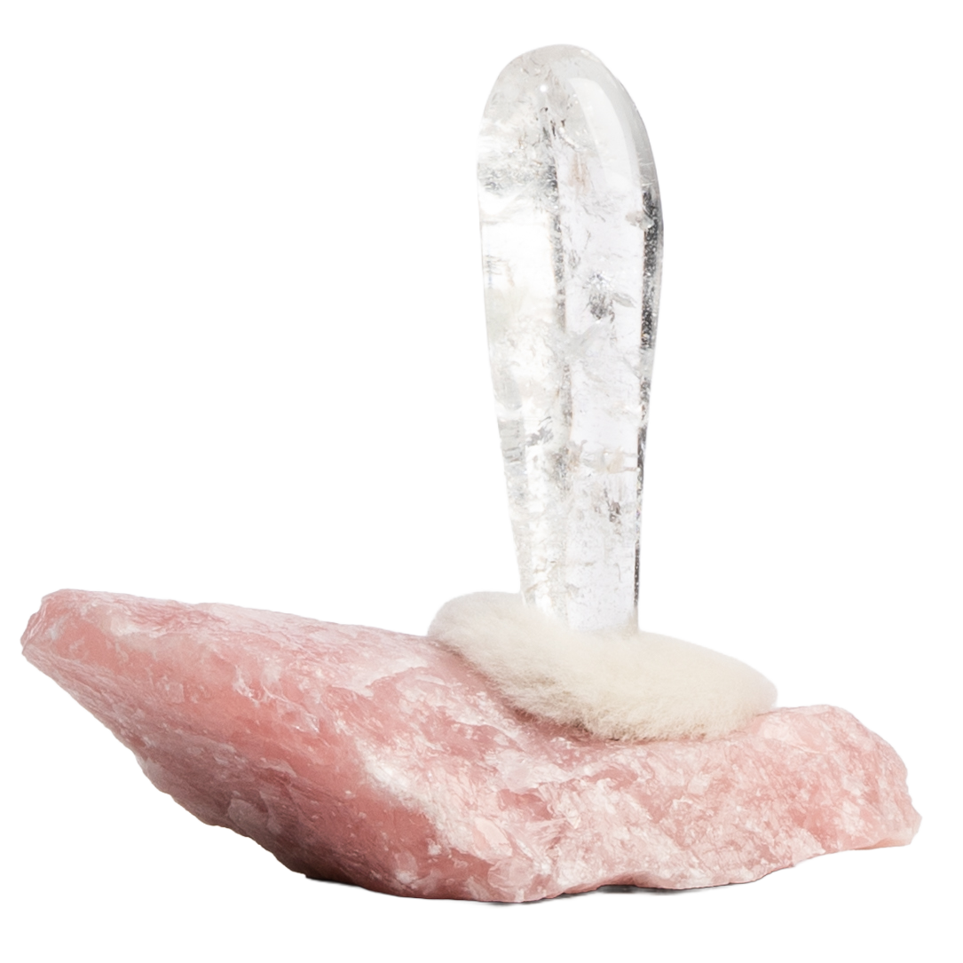 Talisman en quartz sur quartz rose