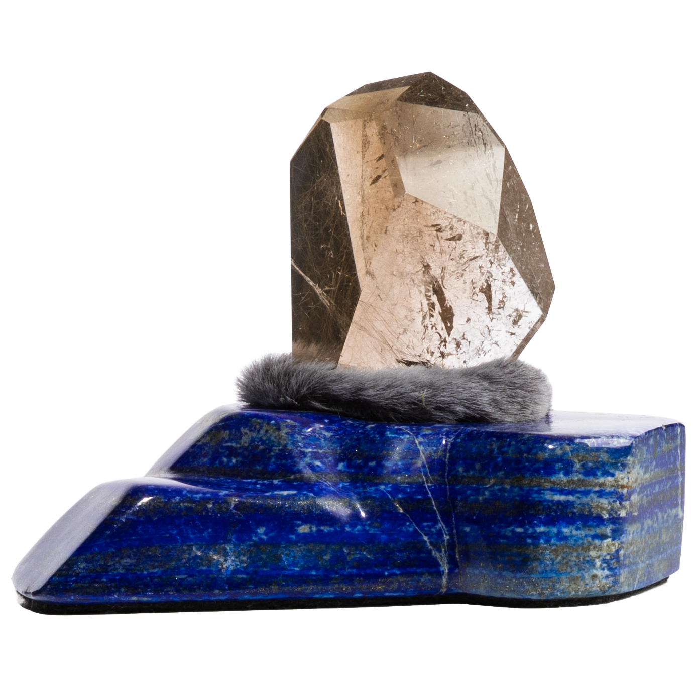 Talisman en quartz rutile sur lapis-lazuli