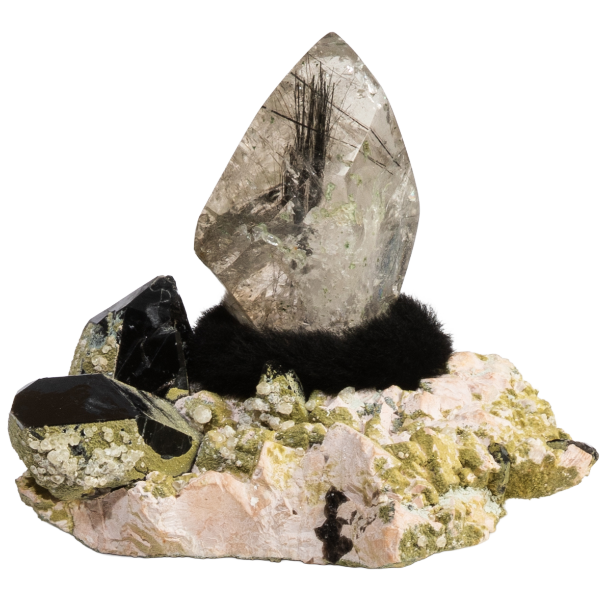 Talisman de quartz sur épidote