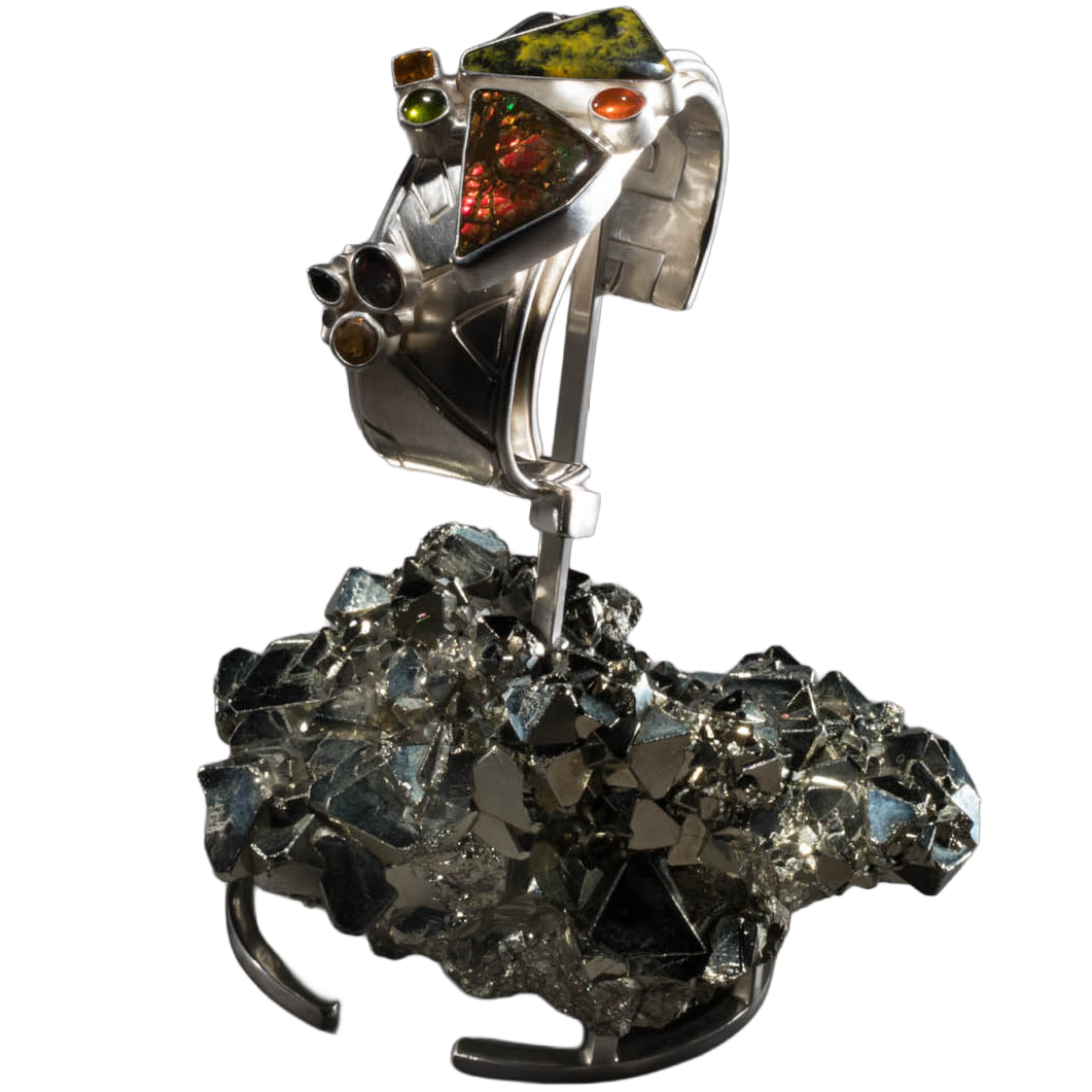 Manchette en ammolite sur pyrite